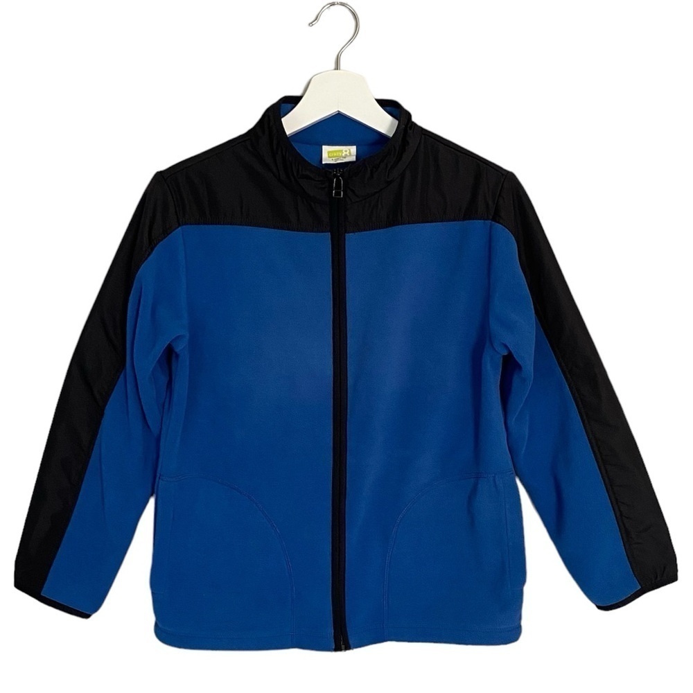 CRAZY 8 Jacket Zip-Up Long Sleeve Fleece Blue Black Youth Size L (10-12)